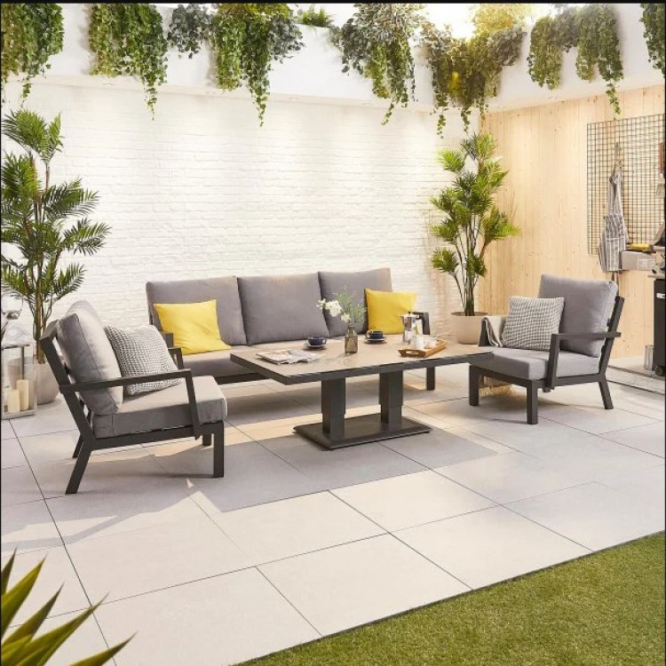 Nova Garden Furniture Vogue Aluminium 3 Seater Sofa Dining Set